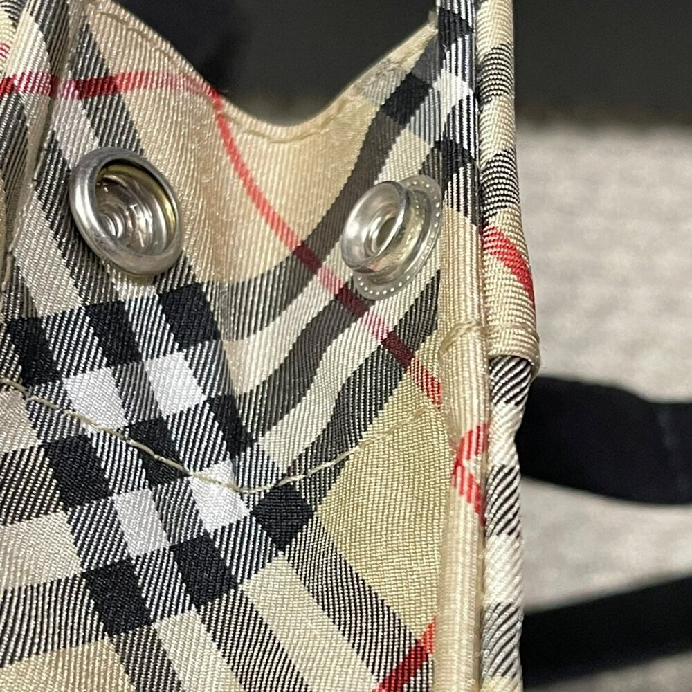 Burberry Blue Label Tote Nova House Check Nylon Canvas Hand Bag 14 x 10 - Picture 10 of 15